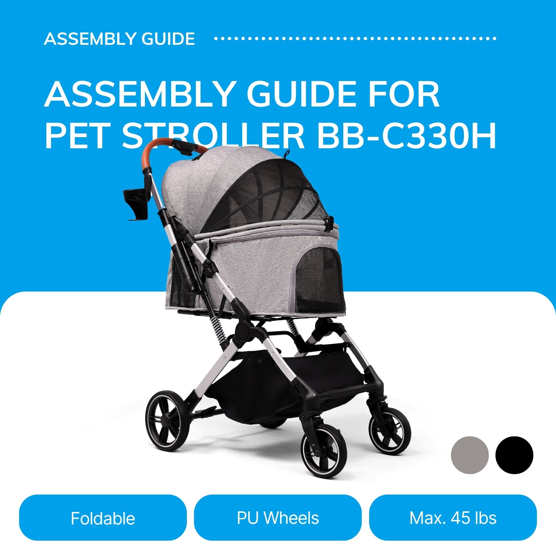 Bicystar Pet Stroller Assembly and Use Guide | Model BB-C330H