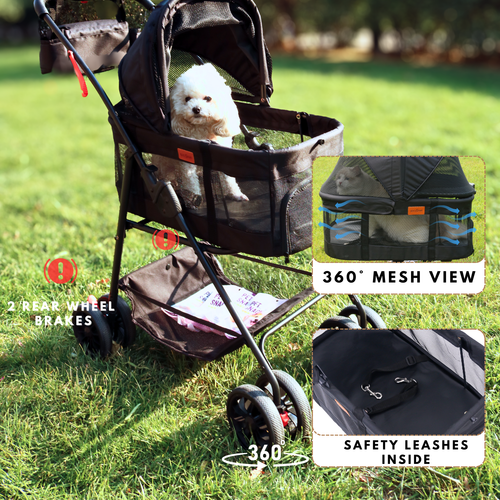 3 in 1 Pet Stroller with Detachable Carrier, Foldable, Max 33 lbs | LS-G2113BN