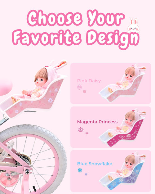 Bicystar Doll Bike Seat for 18-22 Inch Dolls, Easy 3-Minute Install, Fits Most Kids' Bikes