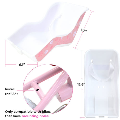 Bicystar Doll Bike Seat for 18-22 Inch Dolls, Easy 3-Minute Install, Fits Most Kids' Bikes