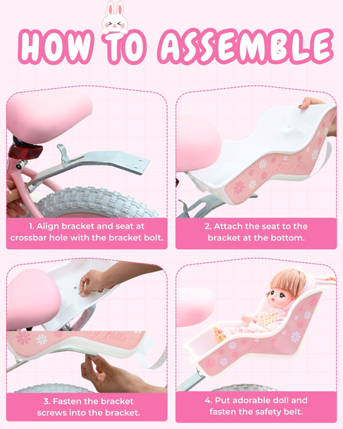 Bicystar Doll Bike Seat for 18-22 Inch Dolls, Easy 3-Minute Install, Fits Most Kids' Bikes