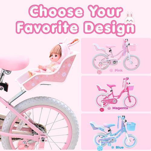 Bicystar Doll Bike Seat for 18-22 Inch Dolls, Easy 3-Minute Install, Fits Most Kids' Bikes
