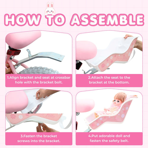 Bicystar Doll Bike Seat for 18-22 Inch Dolls, Easy 3-Minute Install, Fits Most Kids' Bikes