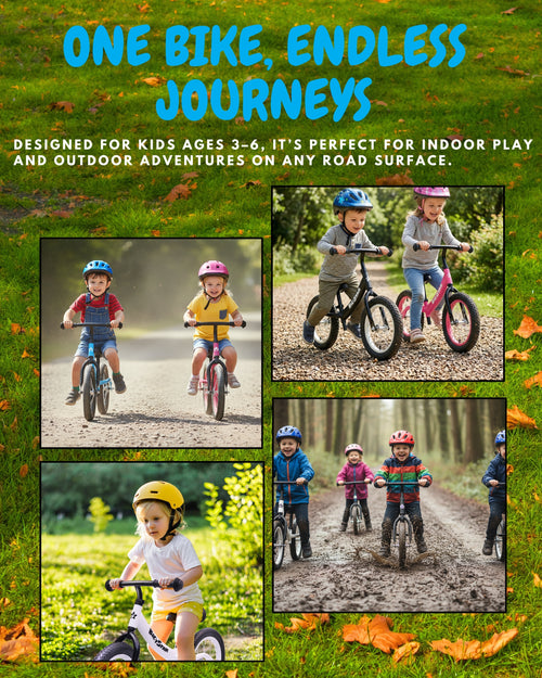 14 Inch Balance Bike for Kids 3-6 Years, Air Rubber Tires | KB-BL04