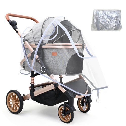 Bicystar Pet Stroller Rain Cover – Waterproof Windproof Weather Protection for Dog & Cat Strollers, Clear EVA with Front Zipper, Ventilation Holes, Foldable Universal Fit