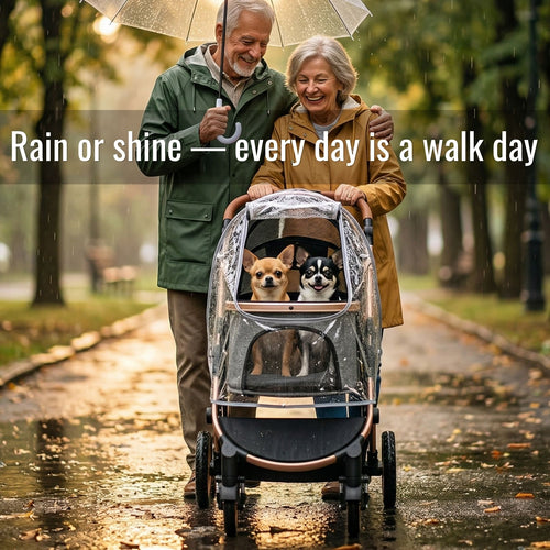 Bicystar Pet Stroller Rain Cover, Clear EVA with Front Zipper, Ventilation Holes, Foldable Universal Fit