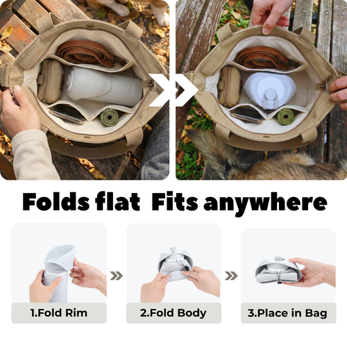 BICYSTAR Collapsible Water Bottles for Dogs, Foldable Leak-Resistant w/Drain-Back, Pet Travel Bowl, 19oz for Walks, Hiking & Road Trips