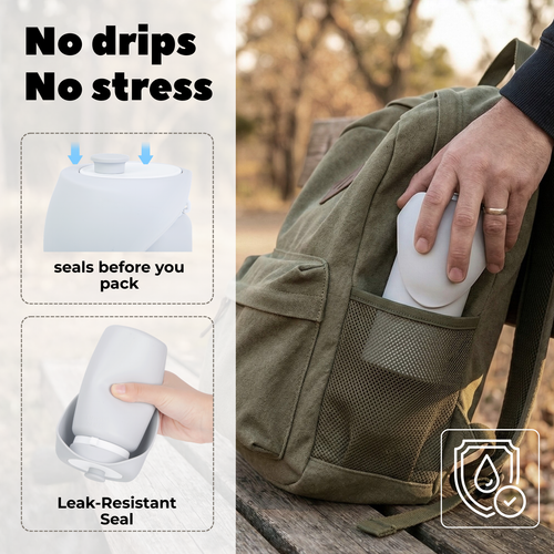 Bicystar Collapsible Water Bottle for Dogs, Leak-Resistant w/Drain-Back, 19oz