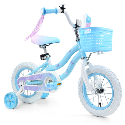 Pink / Blue Girls Bike for Kids with Training Wheels, Basket | BS-AZ0285