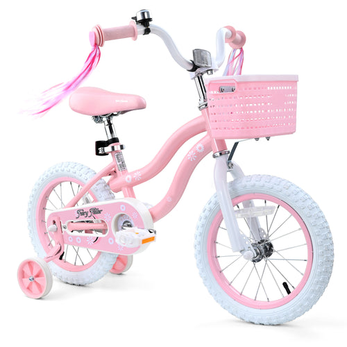 Pink Girls Bike for Kids with Training Wheels, Basket | BS-AZ0285