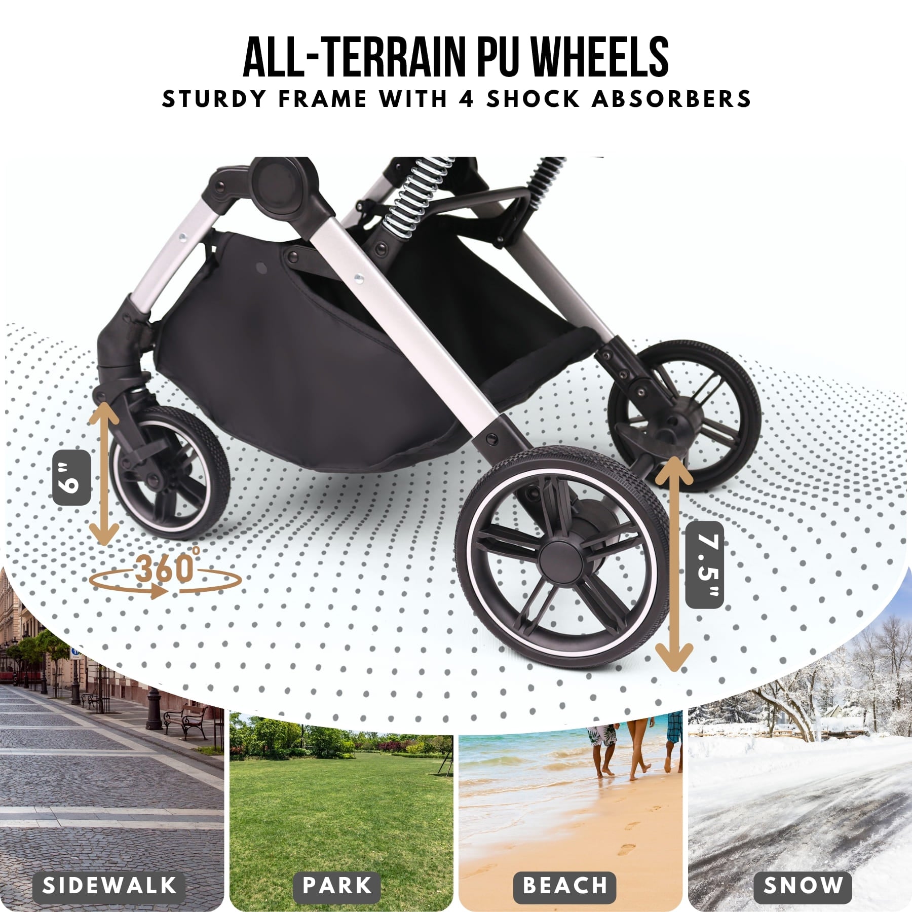 dog stroller for rough terrain Bicystar Pet Stroller for Small Medium Dogs Cats Up to 45 lbs, Travel Lite Collapsible, All Terrain 4 Wheels for Jogging, Running, Grey