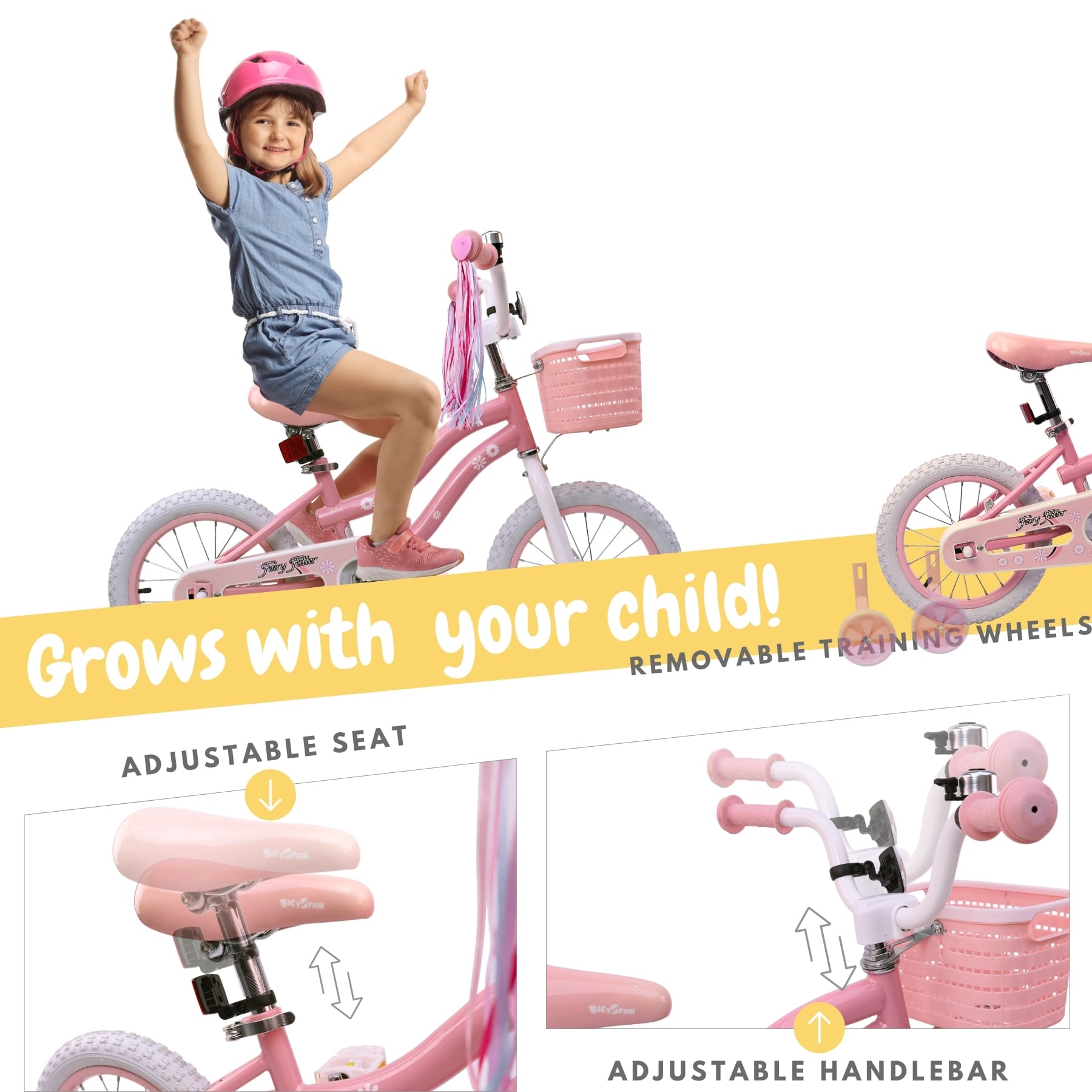 Training Wheels Girl Bike With Basket Weize Bike JOYSTAR Paris