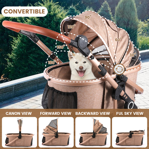 3 in 1 Pet Stroller with Detachable Carrier, Rubber Wheels | HLD-X6DD