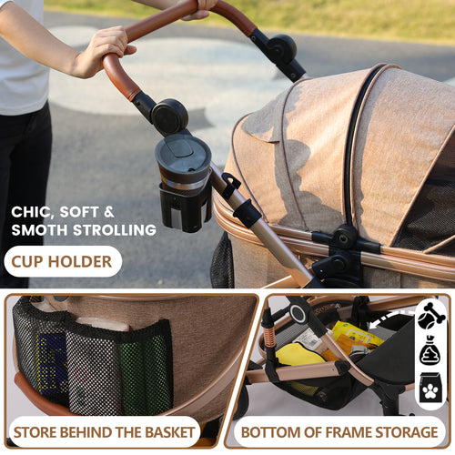 3 in 1 Pet Stroller with Detachable Carrier, Rubber Wheels | HLD-X6DD