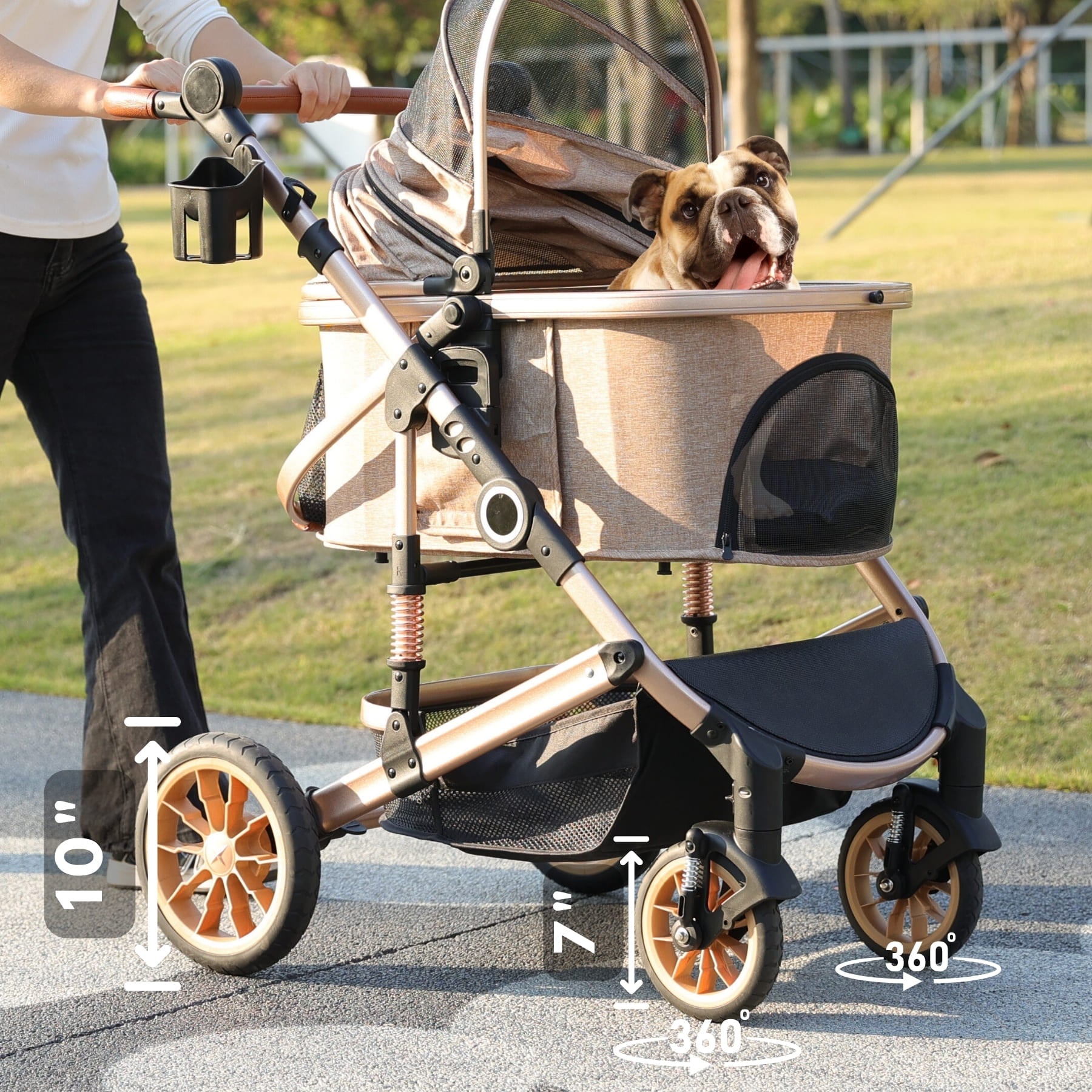 3 in 1 Pet Stroller with Detachable Carrier, Rubber Wheels | HLD 3 in 1 Pet Stroller with Detachable Carrier, Rubber Wheels | HLD
