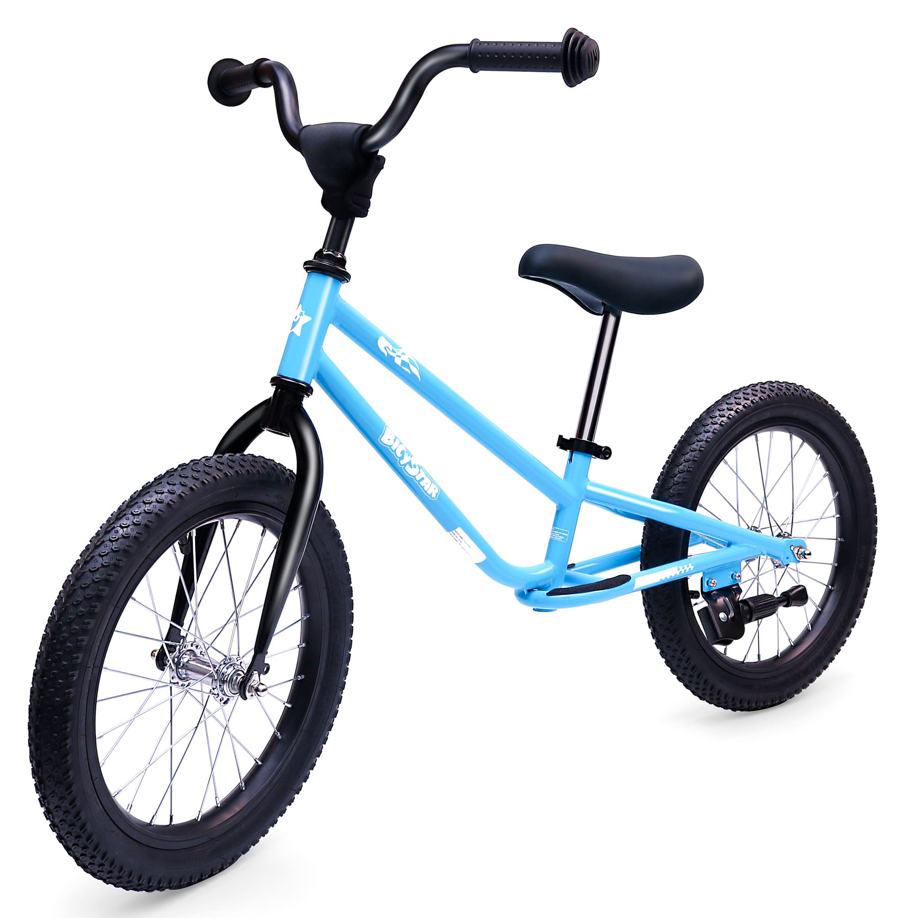 bicystar 16 inch Kids Balance Bike for 5 8 Year Old BMX Kids Bike with No Pedals Air Rubber Tires Footrests Adjustable Height for Big Kids Boys