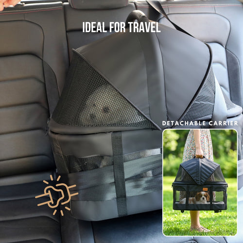 3 in 1 Pet Stroller with Detachable Carrier, Foldable, Max 33 lbs | LS-G2113BN