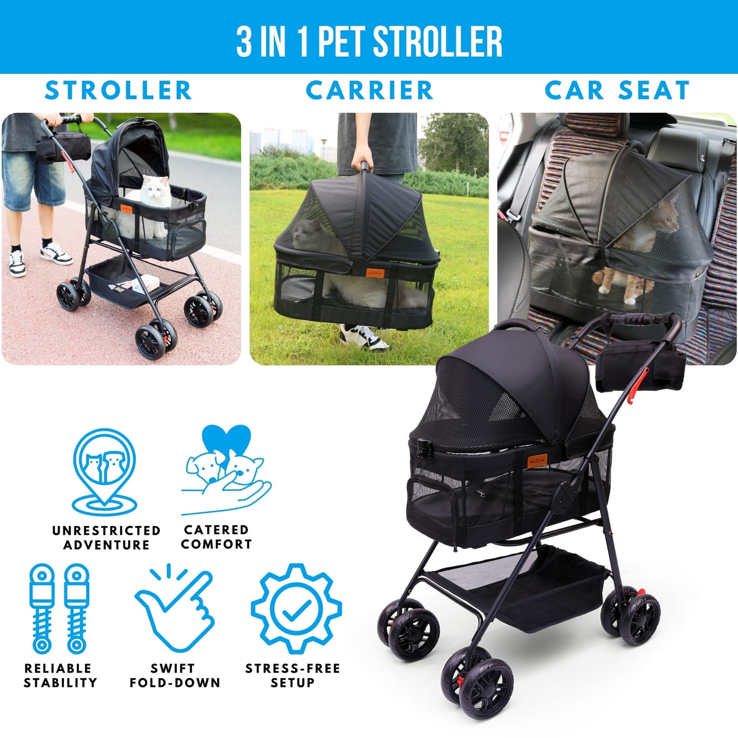 4 wheel dog stroller