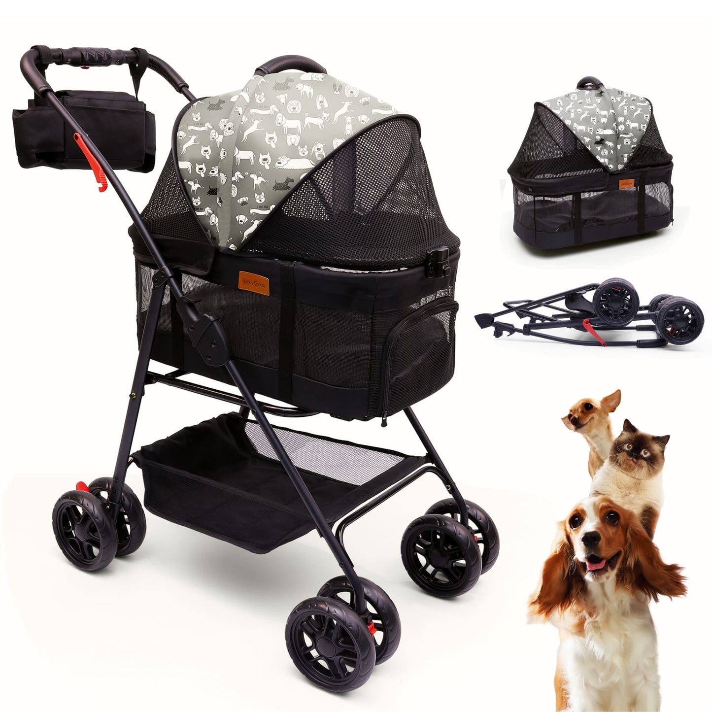 black small dog stroller