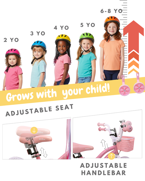 Pink Girls Bike for Kids with Training Wheels, Basket | BS-AZ0285