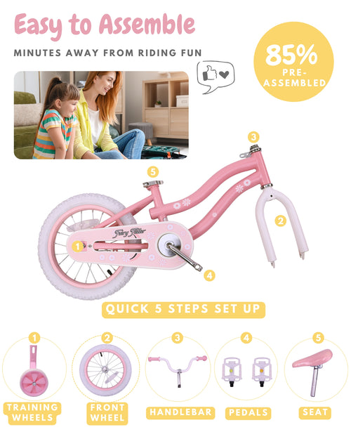 Pink Girls Bike for Kids with Training Wheels, Basket | BS-AZ0285