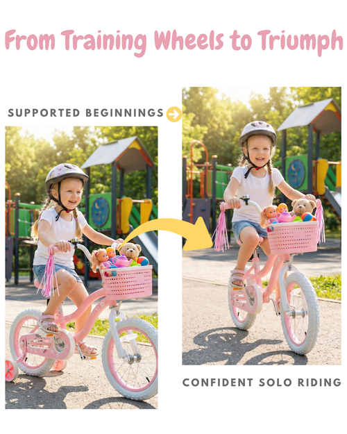 Pink Girls Bike for Kids with Training Wheels, Basket | BS-AZ0285
