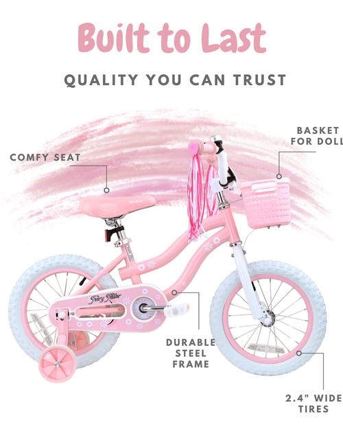 Pink Girls Bike for Kids with Training Wheels, Basket | BS-AZ0285