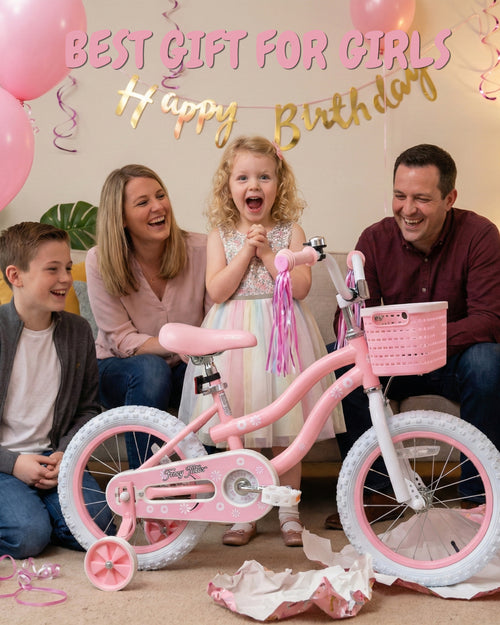 Pink Girls Bike for Kids with Training Wheels, Basket | BS-AZ0285