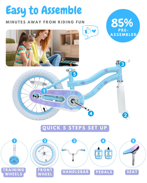 Pink / Blue Girls Bike for Kids with Training Wheels, Basket | BS-AZ0285