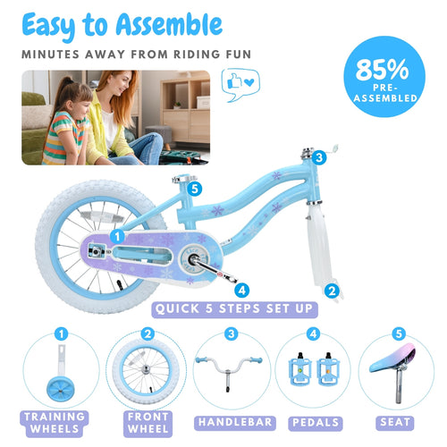 Pink / Blue Girls Bike for Kids with Training Wheels, Basket | BS-AZ0285
