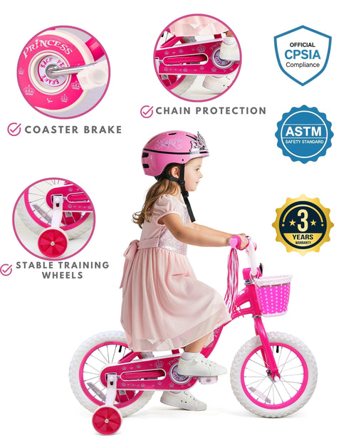 Bicystar Girls Bike for Kids 3-8 Years with Training Wheels, Basket 12 14 16 18 inch | BS-PB01