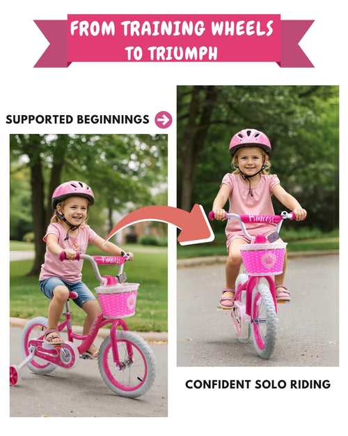 Bicystar Girls Bike for Kids 3-8 Years with Training Wheels, Basket 12 14 16 18 inch | BS-PB01