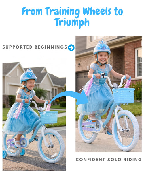 Pink / Blue Girls Bike for Kids with Training Wheels, Basket | BS-AZ0285