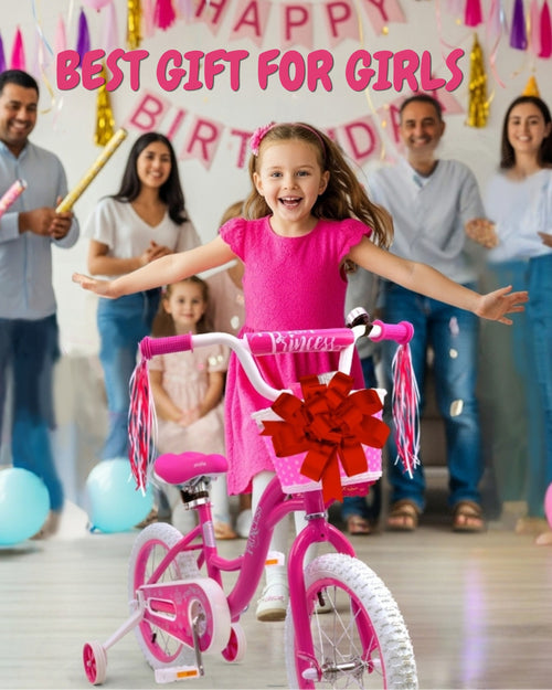 Bicystar Girls Bike for Kids 3-8 Years with Training Wheels, Basket 12 14 16 18 inch | BS-PB01