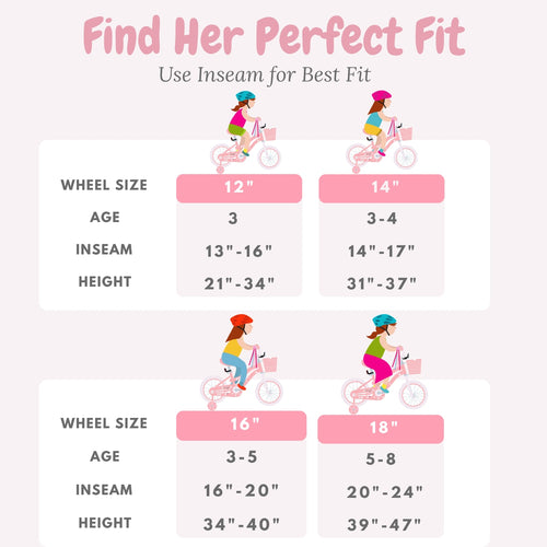 Pink / Blue Girls Bike for Kids with Training Wheels, Basket | BS-AZ0285