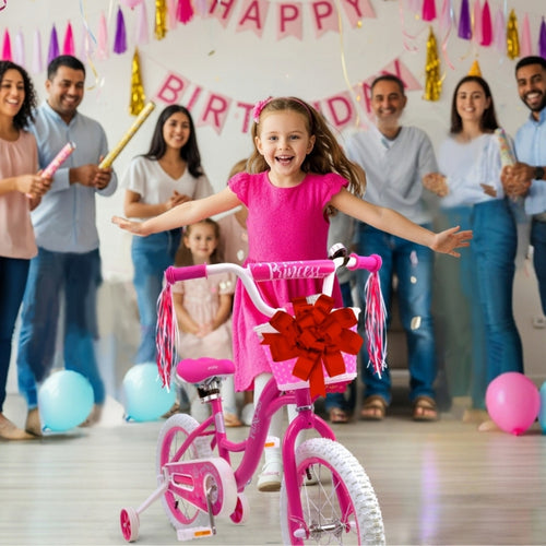 Bicystar Girls Bike for Kids 3-8 Years with Training Wheels, Basket 12 14 16 18 inch | BS-PB01
