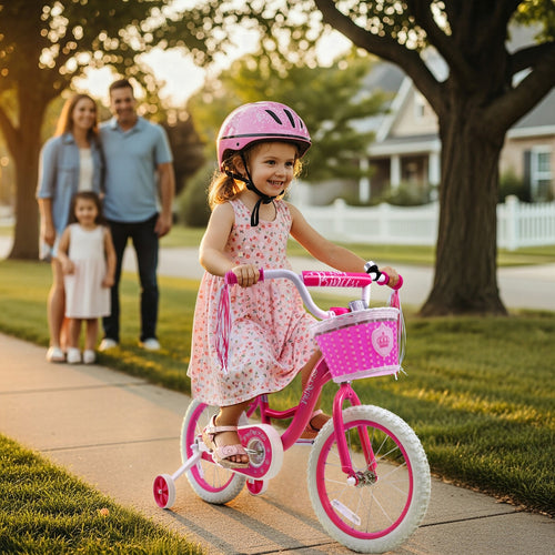 Bicystar Girls Bike for Kids 3-8 Years with Training Wheels, Basket 12 14 16 18 inch | BS-PB01