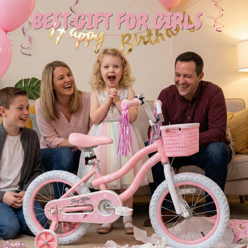 Pink / Blue Girls Bike for Kids with Training Wheels, Basket | BS-AZ0285