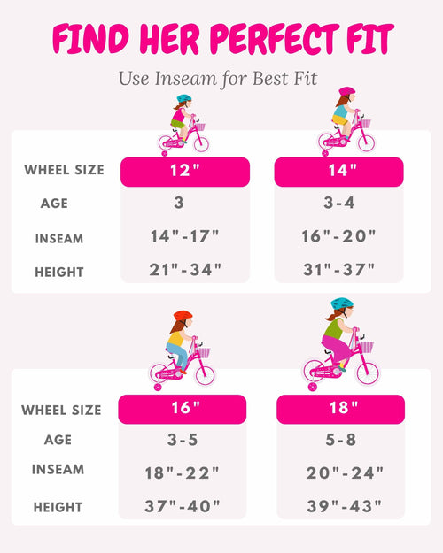 Bicystar Girls Bike for Kids 3-8 Years with Training Wheels, Basket 12 14 16 18 inch | BS-PB01