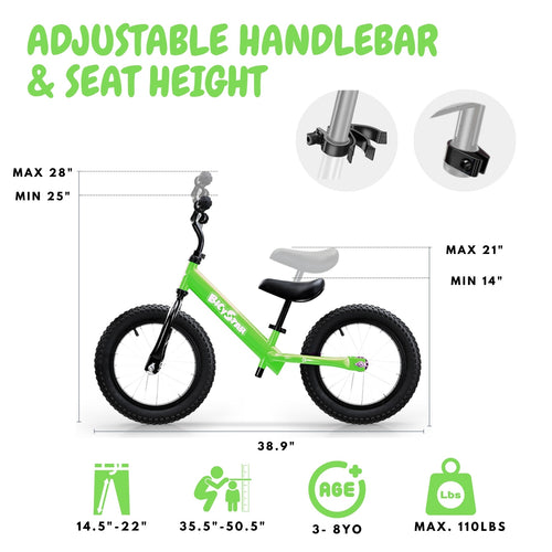 14 / 16 Inch Balance Bike for Kids 3-8 Years, Air Rubber Tires | KB-BL05