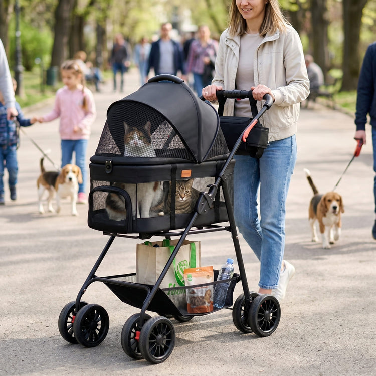 dog walking stroller 3 in 1 Pet Stroller with Detachable Carrier, Foldable, Max 33 lbs