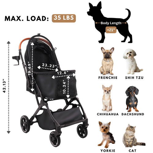 Foldable Pet Stroller for Small Dogs Cats Up to 35lbs |  BB-C330H