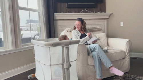 Bicystar 3 in 1 Bassinet Bedside Sleeper Playen All Mesh, Adjustable Height with Wheels
