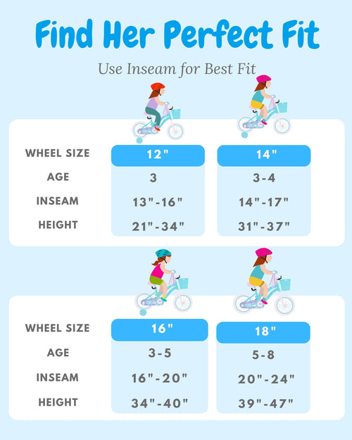 Pink / Blue Girls Bike for Kids with Training Wheels, Basket | BS-AZ0285