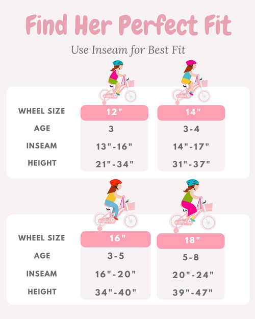 Pink / Blue Girls Bike for Kids with Training Wheels, Basket | BS-AZ0285